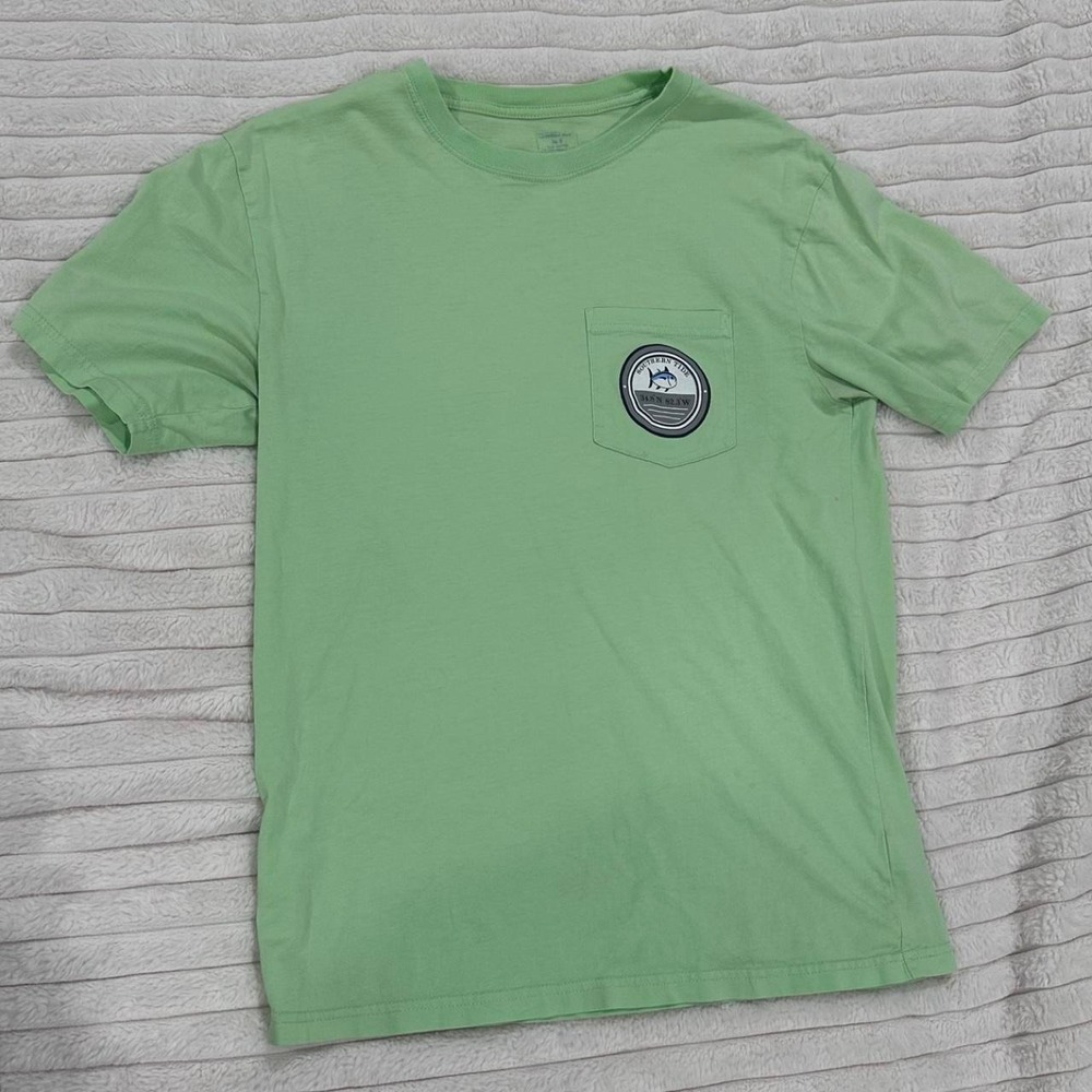 Southern Tide Womens Green Gulf Stream Expedition Fish Pocket T-Shirt Small